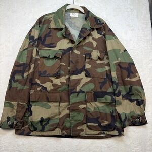 US Military Woodland Camo BDU Jacket Mens Medium Regular Army Combat Field Coat